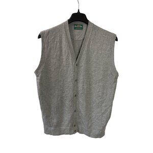 Alan Paine Mens Gray Sleeveless Button Front Vest Pure Merino Wool UK/US Size 48